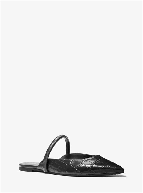 michael michael kors jessa flex crocodile embossed leather mule|Jessa Flex Crocodile Embossed Leather Mule .